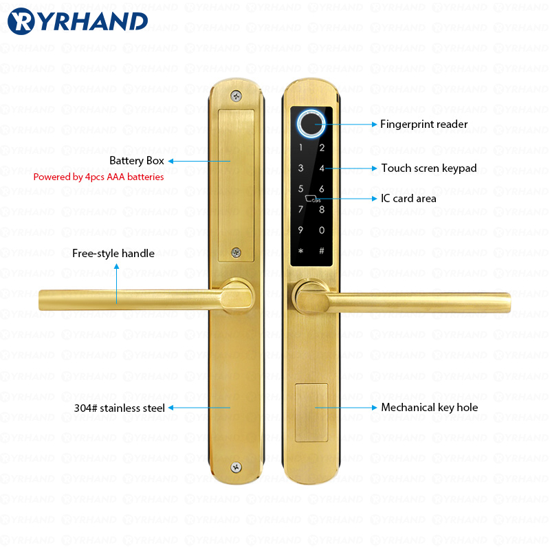 IP66 Gold Stainless Steel Slid - Smart Home Door Lock recension och pris